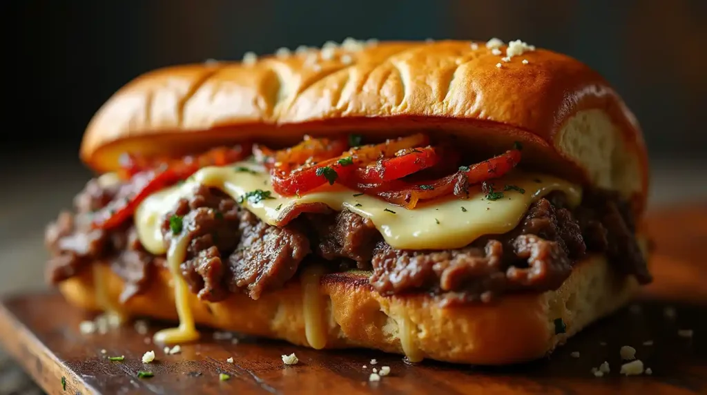 Cheesesteak On Garlic Parmesan Bread (1)