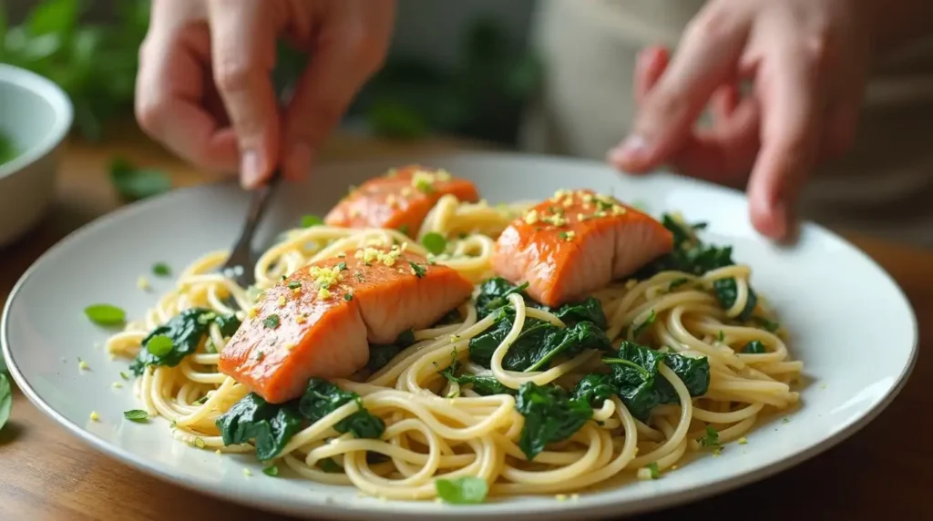 Creamy Salmon Spinach Pasta (2)