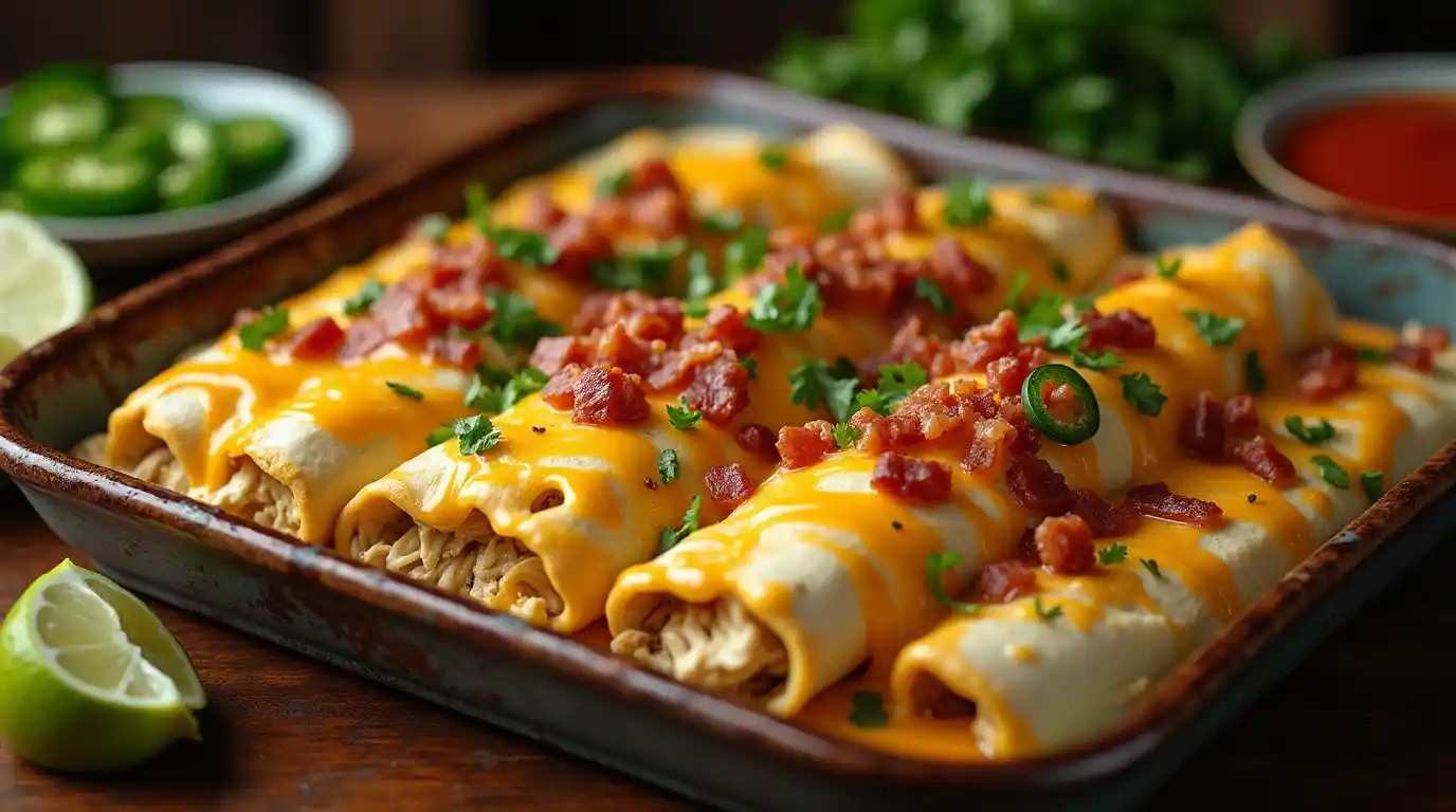 Jalapeño Popper Cheesy Chicken Enchiladas With Creamy Sauce (4)