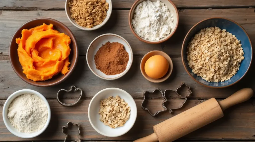 Flat Lay Of Ingredients For Sweet Potato Dog Cookies Mashed Sweet Potato Whole Wheat Flour Oats Eg Vmvyrbad4f2cipu49o7q 3 Optimized (1)